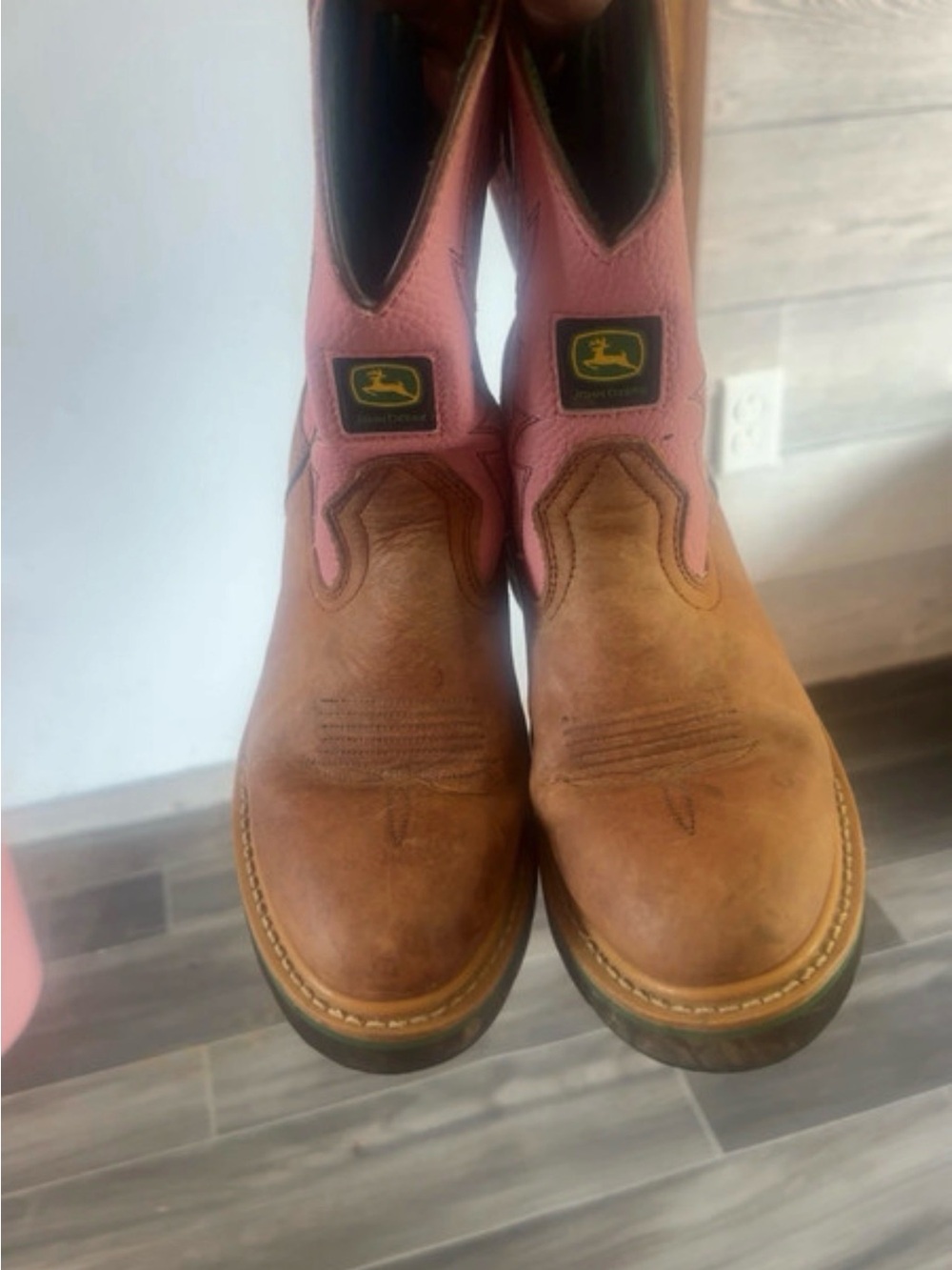 John Deere Pink and Brown Women's Pull-On Work Clogs